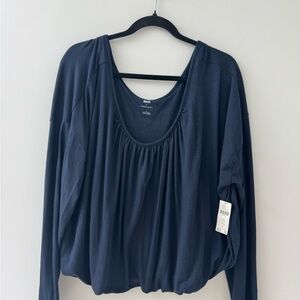 Abercrombie & Fitch Blue Ruched Scoop Neck Blouse